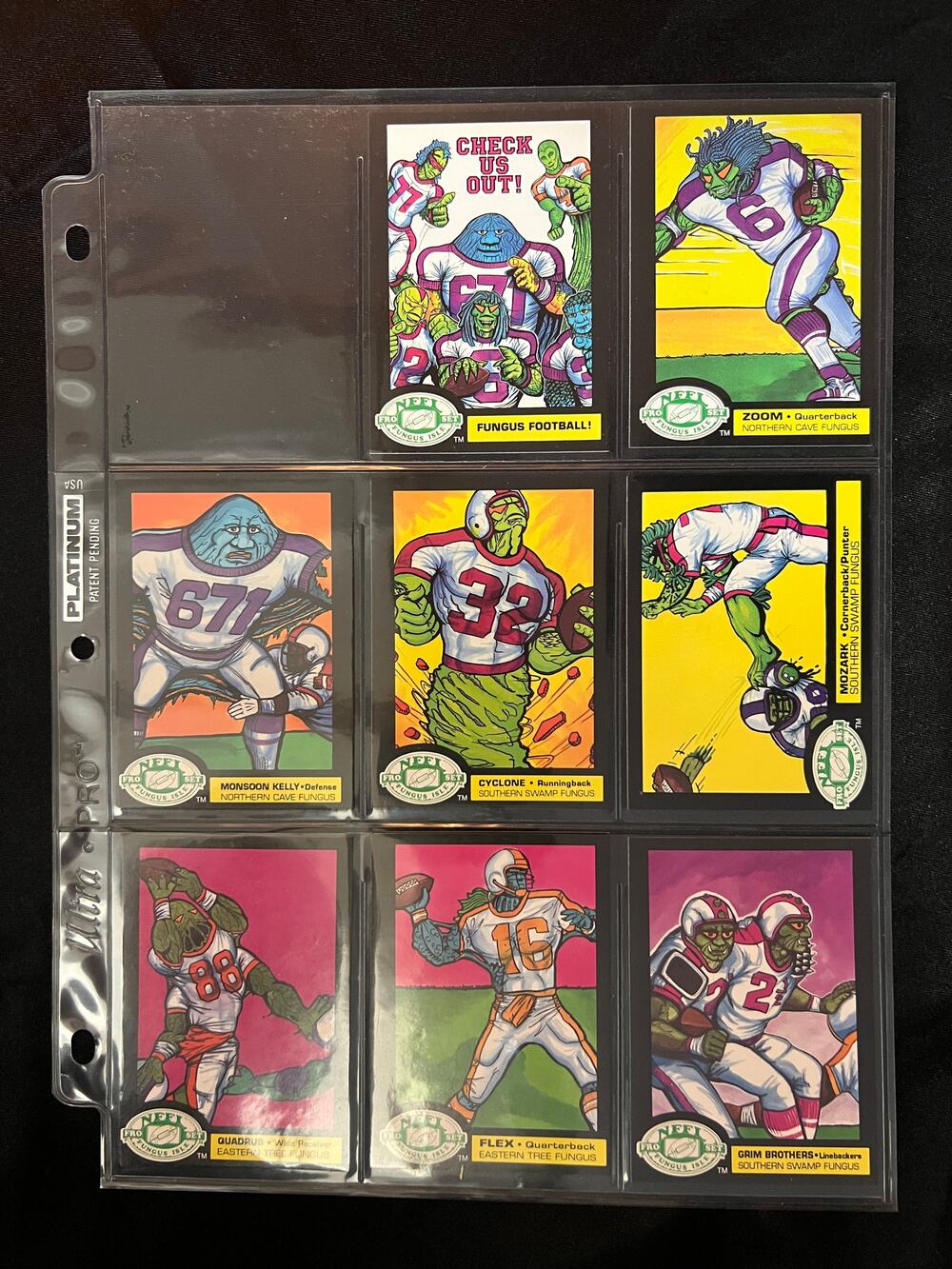 VINTAGE RARE 1991 (NFFL PRO-SET FUNGUS ISLE FOOTBALL MONSTERS" card set - MINT